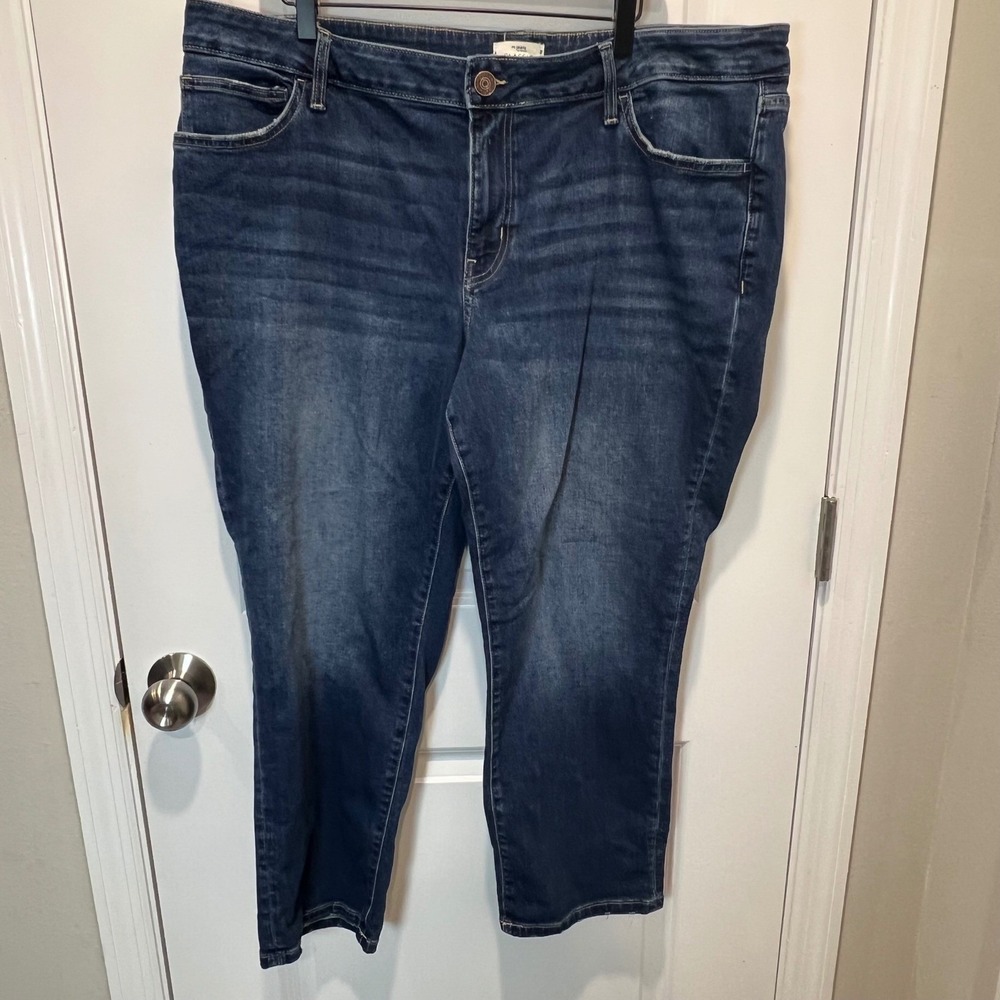 Maurices Womens Crop Jeans Mid Rise Dark Wash Blue 22W